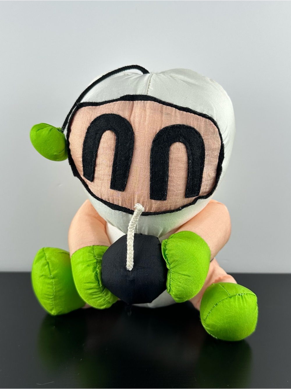 Nylon RARE Bomberman 8” White Green Black Plush Stuffed Vintage Doll